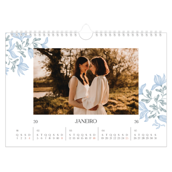 Calendário de Fotografias A4 Paisagem — Floral elegante