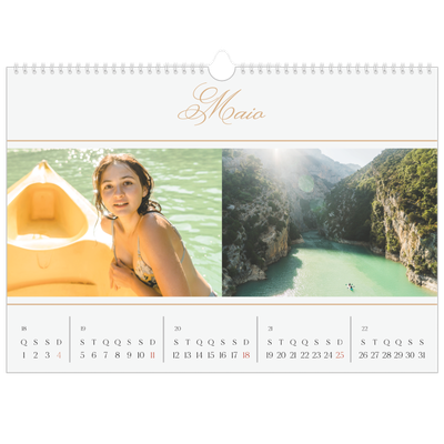 Calendário A3 Horizontal — Faixa de script dourada [capa]