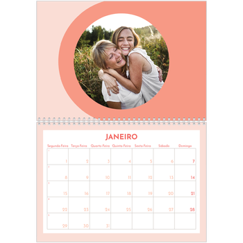 Calendário fotográfico duplo A4 — Calendário Rosa