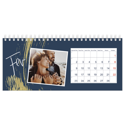 Calendários de mesa — Fundos com pincel dourado [Fevereiro]