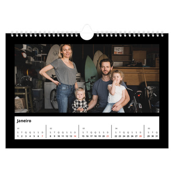 Calendário de Fotografias A4 Paisagem — Margem preta