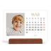 Calendário de mesa com suporte em madeira - horizontal  — Texto dourado grande [Março]