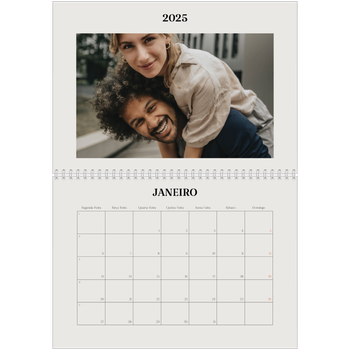 Calendário fotográfico duplo A4 — Marfim simples
