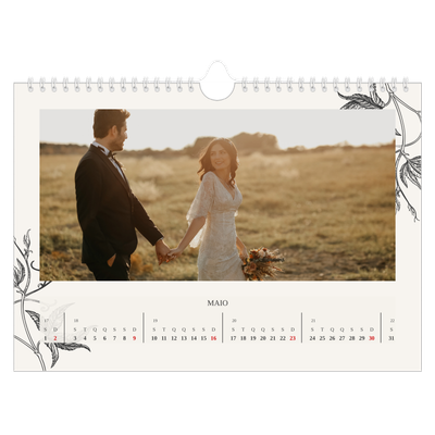 Calendário A4 horizontal — Tinta e hera [Maio]