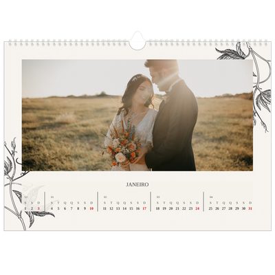 Calendário A3 Horizontal — Tinta e hera [Janeiro]