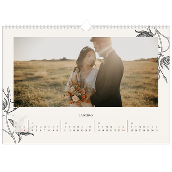 Calendário fotográfico horizontal A3 — Tinta e hera