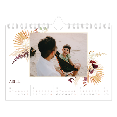 Calendário A5 horizontal — Boho [Abril]