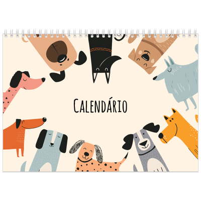 Calendário A4 duplo — Patas de cão e rabiscos [capa]