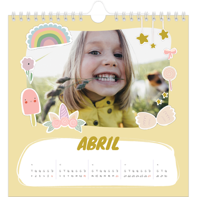 Calendário quadrado — Unicórnio arco-íris [Abril]