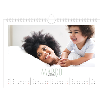 Calendário A4 horizontal — Tipografia mista [Março]