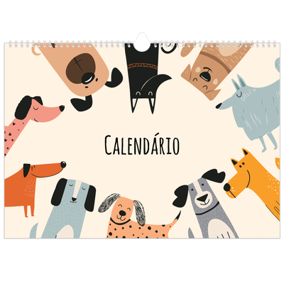Calendário A3 Horizontal — Patas de cão e rabiscos [capa]