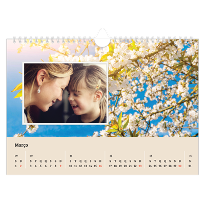 Calendário A4 horizontal — Quatro estações [Março]