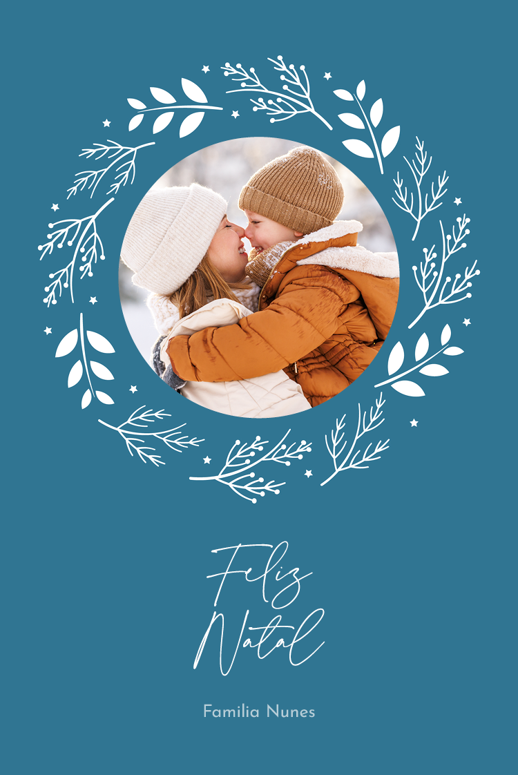 Cartões — Moldura para coroa de inverno - azul