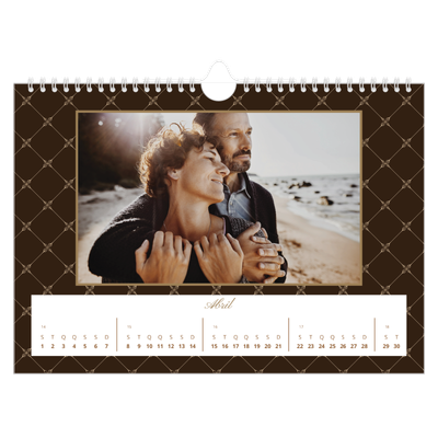 Calendário A4 horizontal — Vintage monocromático [Abril]