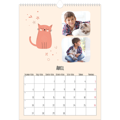 Calendário A3 — Patas de gato e garatujas [Abril]