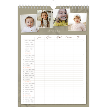 Calendário fotográfico A4 — Planificador realista - Família de 5