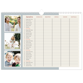 Calendário fotográfico horizontal A3 — Molduras em tons de terra Planner - Família de 5