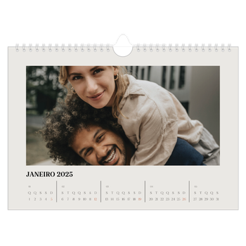 Calendário de Fotografias A4 Paisagem — Marfim simples