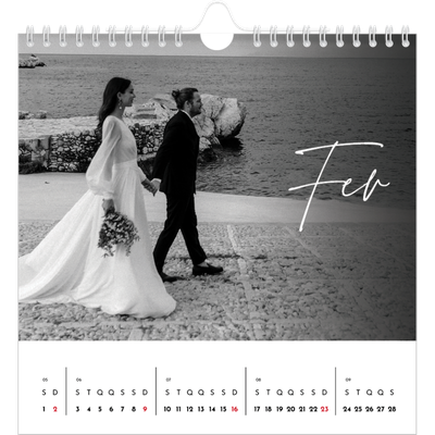 Calendário quadrado — Escrita elegante [Fevereiro]