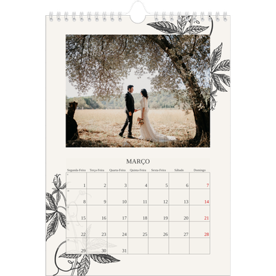 Calendário fotográfico A4 — Tinta e hera [Março]