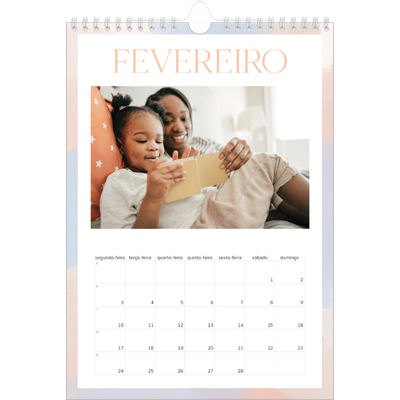 Calendário fotográfico A4 — Efeito de pincel [Fevereiro]