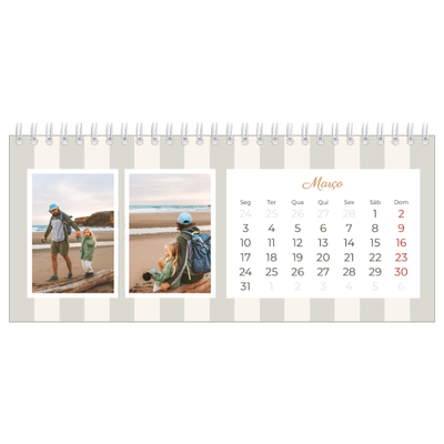 Calendários de mesa — Escrita e riscas [Março]