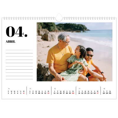 Calendário A3 Horizontal — Serif e momentos [Abril]