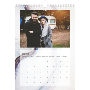 Calendário fotográfico A4 — Papel marmoreado