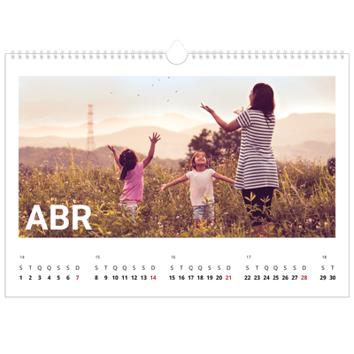 Calendário A3 Horizontal — Mês grande [Abril]