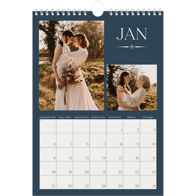 Calendário fotográfico A4 — Ardósia e serifas [Janeiro]