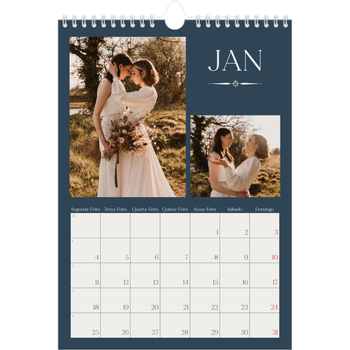 Calendário fotográfico A4 — Ardósia e serifas