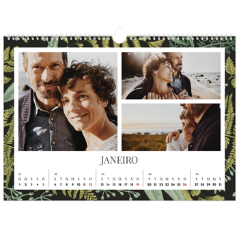 Calendário fotográfico horizontal A3 — Papéis de parede florais