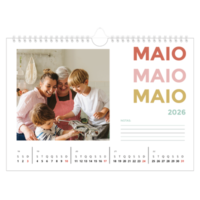 Calendário A4 horizontal — Tipo de letra colorida [capa]