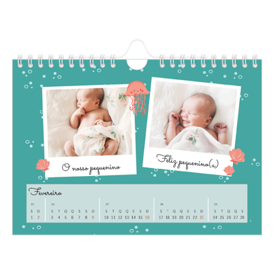 Calendário A5 horizontal — Animais bonitos [Fevereiro]