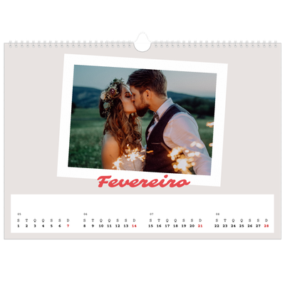 Calendário A3 Horizontal — Assinado a carmim [Fevereiro]