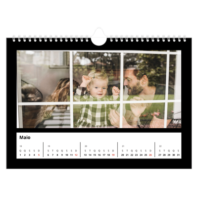 Calendário A4 horizontal — Margem preta [capa]