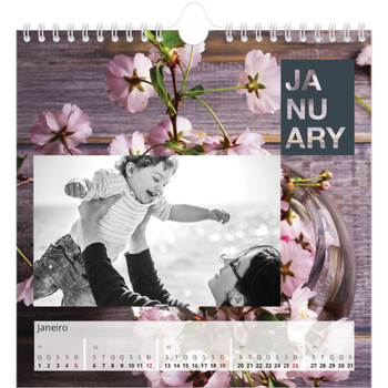 Calendário fotográfico quadrado — Bloco data
