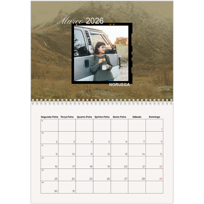 Calendário A4 duplo — Aventura e desejo de viajar [Março]