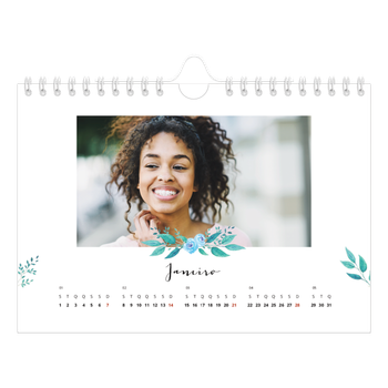 Calendário de Fotografias A5 Paisagem — Ilustrações de flores