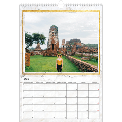 Calendário A3 — Moldura de mármore dourada [capa]