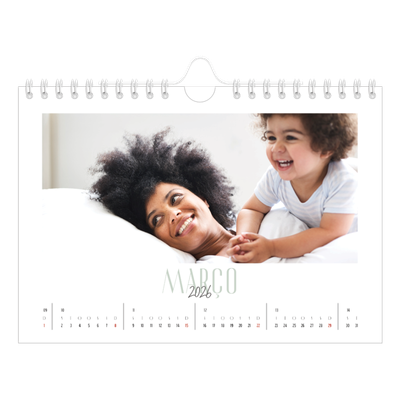 Calendário A5 horizontal — Tipografia mista [Março]