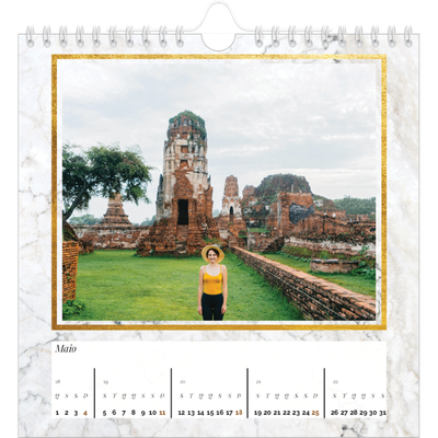 Calendário quadrado — Moldura de mármore dourada [capa]