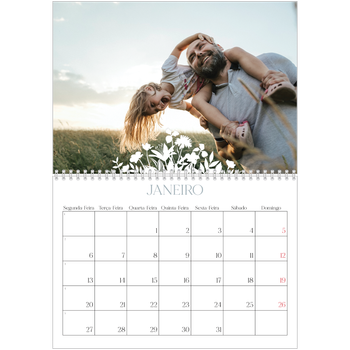 Calendário fotográfico duplo A4 — Motivo floral