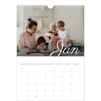 Calendário fotográfico A4 — Mês escrito à mão