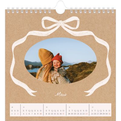 Calendário quadrado — Papel kraft e laço [capa]