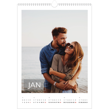 Calendário fotográfico A3 — Sobreposição de caixa de data