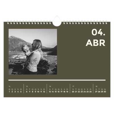 Calendário A4 horizontal — Contemporâneo arrojado [Abril]