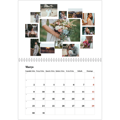 Calendário A4 duplo — Formas de colagem [Março]