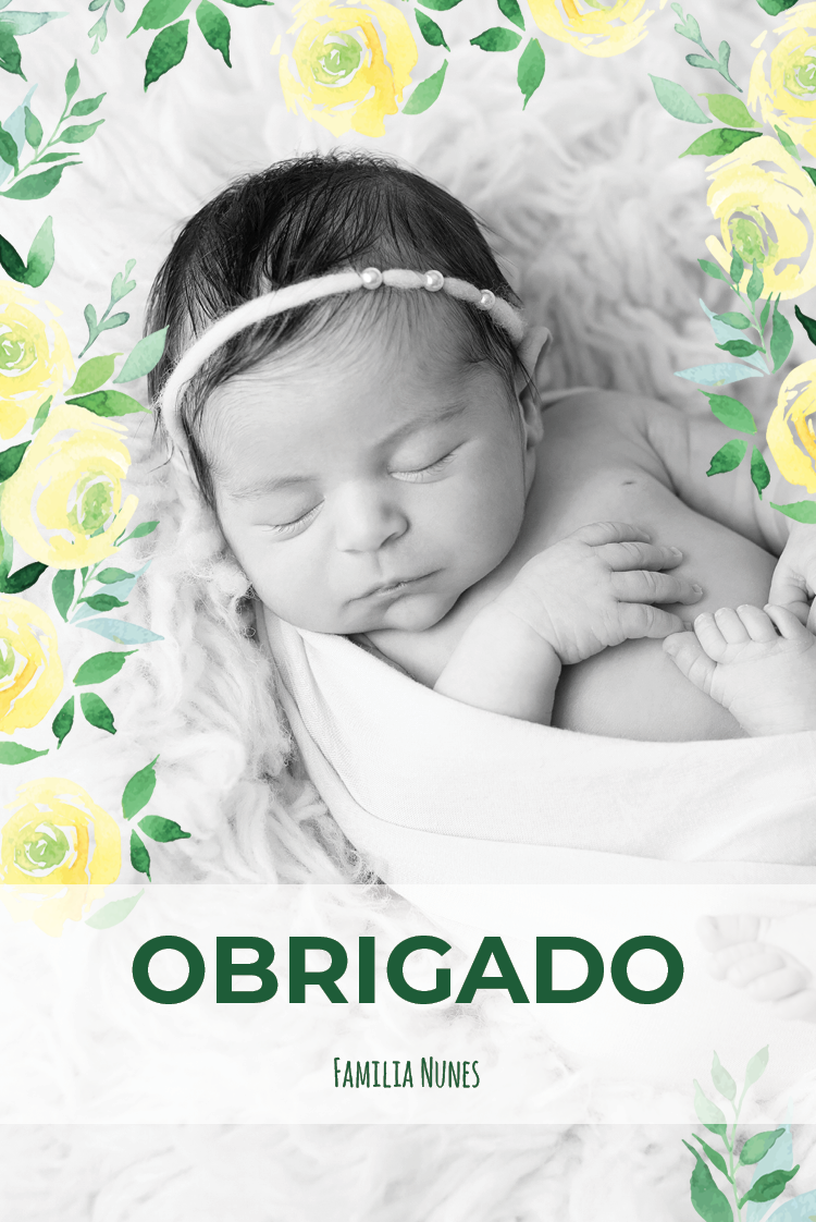 Cartões de agradecimento — Flores amarelas aquareladas