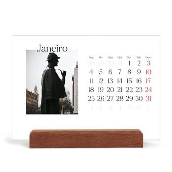 Calendário de mesa com suporte em madeira - horizontal — O meu diário de viagem